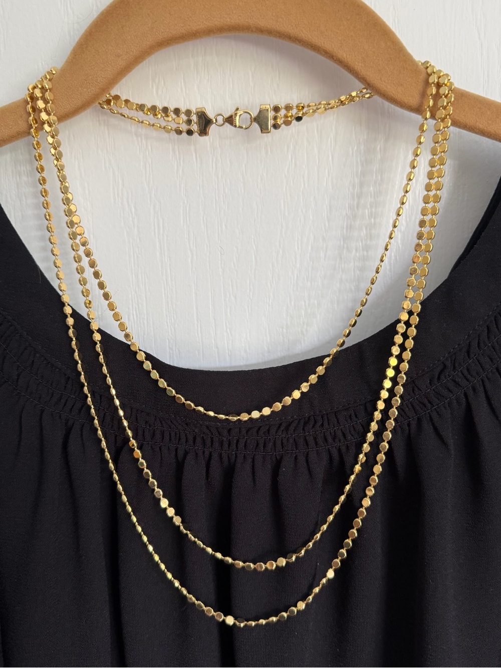 Bellezza Three-Strand Gold Disc Layered Necklace